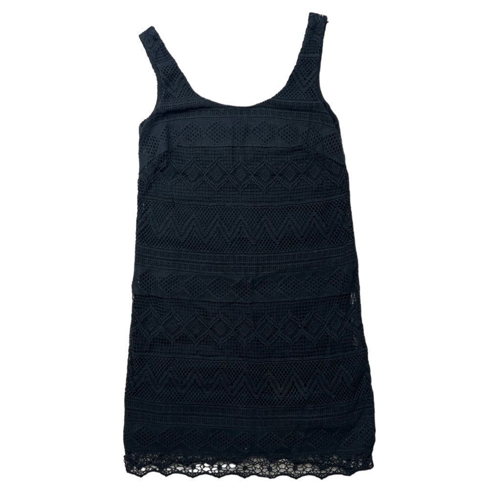 J Crew Factory Little Black Dress with Crochet Overlay - Picture 2 of 7